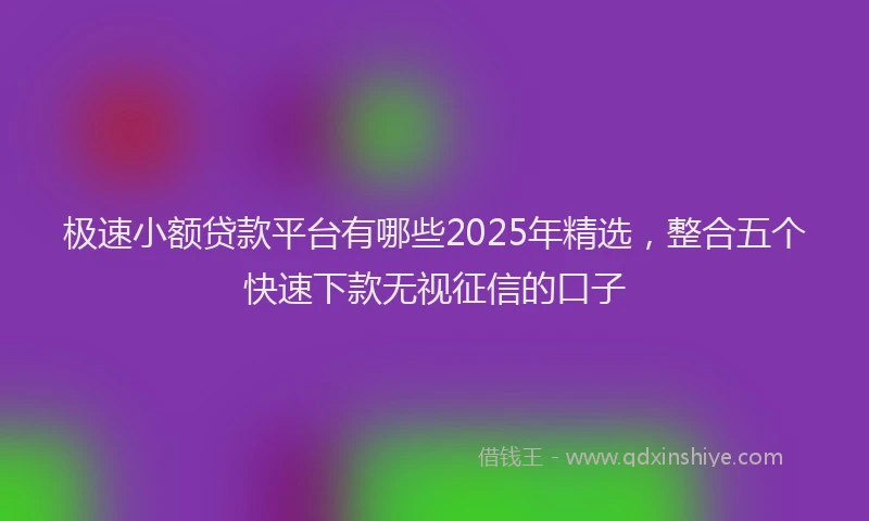 极速小额贷款平台有哪些2025年精选，整合五个快速下款无视征信的口子