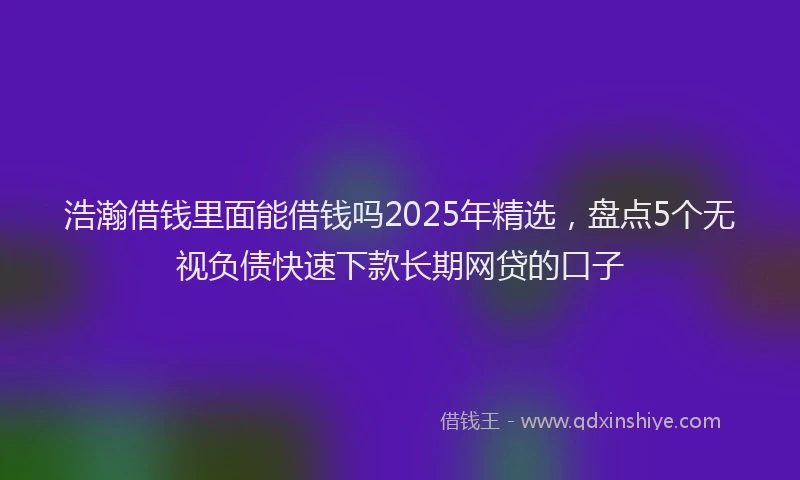 浩瀚借钱里面能借钱吗2025年精选，盘点5个无视负债快速下款长期网贷的口子