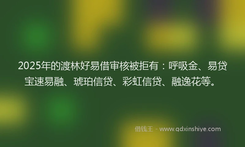 2025年的渡林好易借审核被拒有：呼吸金、易贷宝速易融、琥珀信贷、彩虹信贷、融逸花等。
