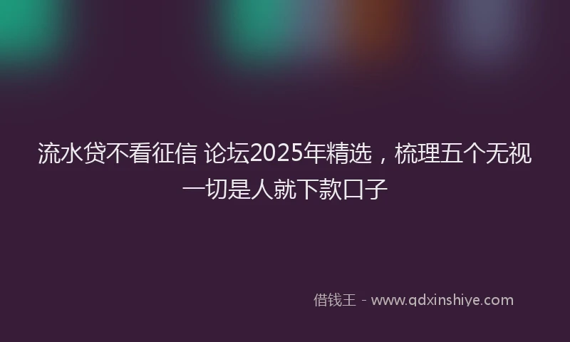 流水贷不看征信 论坛2025年精选，梳理五个无视一切是人就下款口子