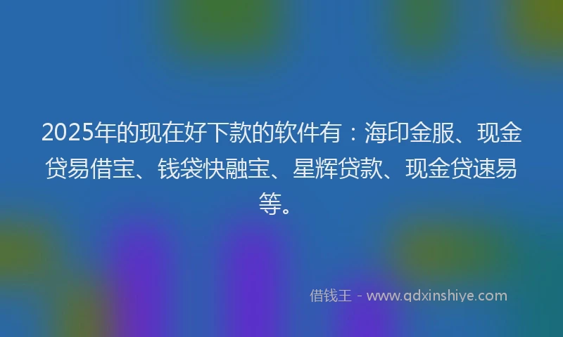 2025年的现在好下款的软件有：海印金服、现金贷易借宝、钱袋快融宝、星辉贷款、现金贷速易等。