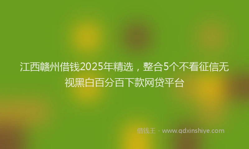 江西赣州借钱2025年精选，整合5个不看征信无视黑白百分百下款网贷平台