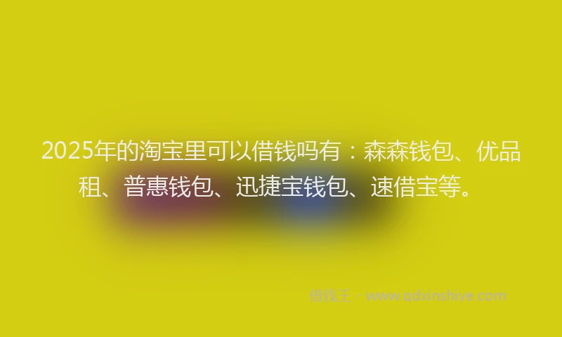 2025年的淘宝里可以借钱吗有：森森钱包、优品租、普惠钱包、迅捷宝钱包、速借宝等。