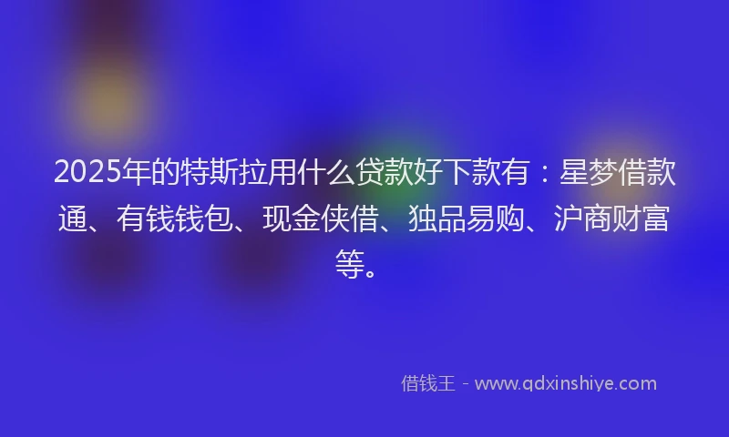 2025年的特斯拉用什么贷款好下款有：星梦借款通、有钱钱包、现金侠借、独品易购、沪商财富等。