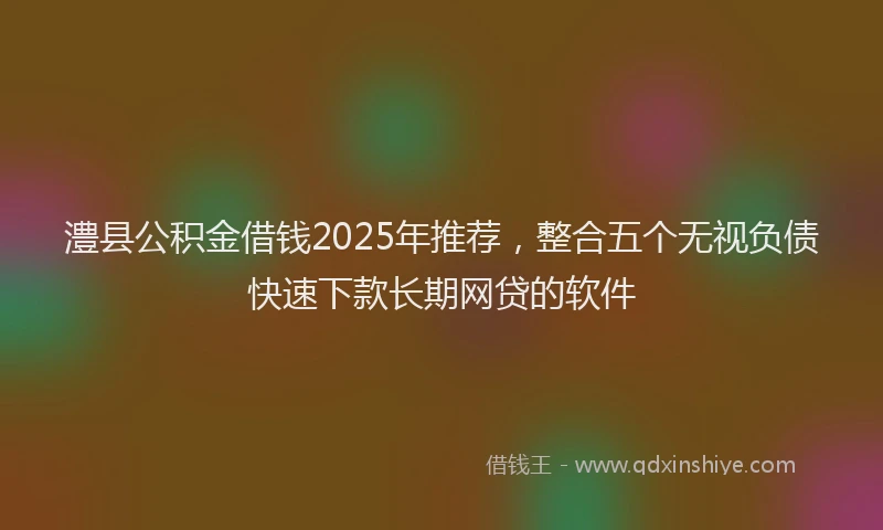 澧县公积金借钱2025年推荐，整合五个无视负债快速下款长期网贷的软件