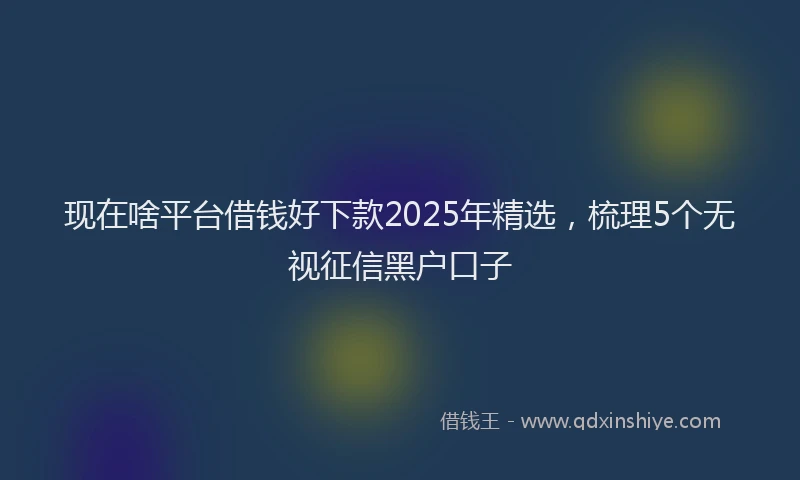 现在啥平台借钱好下款2025年精选，梳理5个无视征信黑户口子