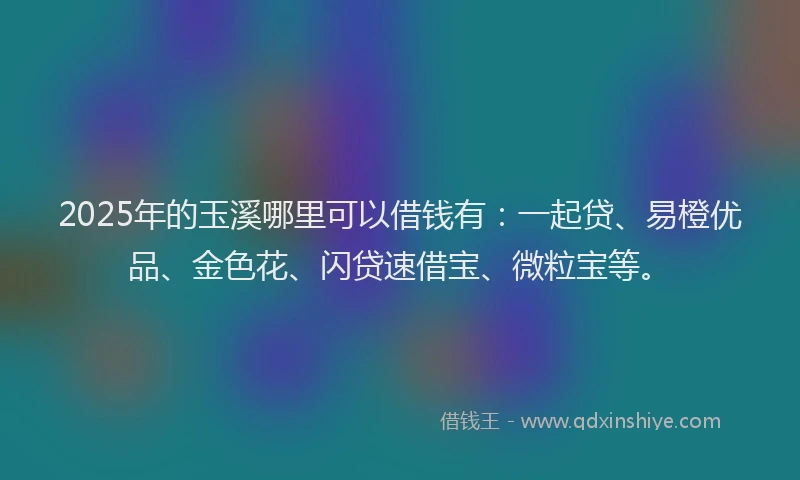 2025年的玉溪哪里可以借钱有：一起贷、易橙优品、金色花、闪贷速借宝、微粒宝等。