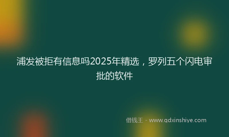 浦发被拒有信息吗2025年精选，罗列五个闪电审批的软件