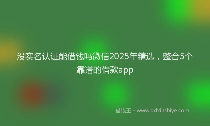 没实名认证能借钱吗微信2025年精选，整合5个靠谱的借款app