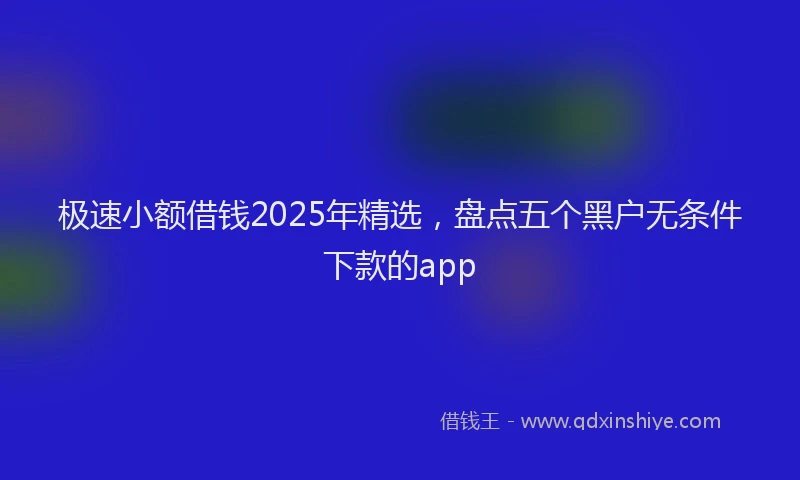 极速小额借钱2025年精选，盘点五个黑户无条件下款的app
