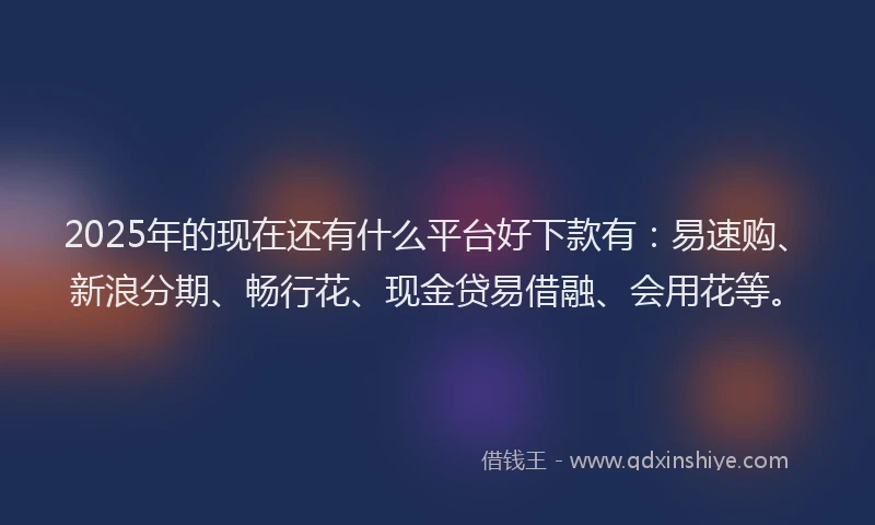 2025年的现在还有什么平台好下款有：易速购、新浪分期、畅行花、现金贷易借融、会用花等。