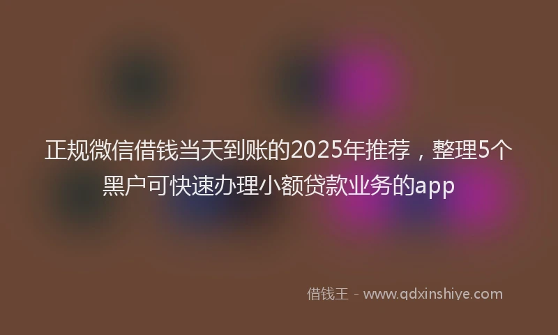 正规微信借钱当天到账的2025年推荐，整理5个黑户可快速办理小额贷款业务的app