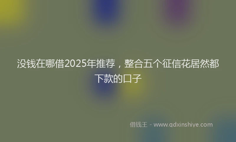 没钱在哪借2025年推荐，整合五个征信花居然都下款的口子