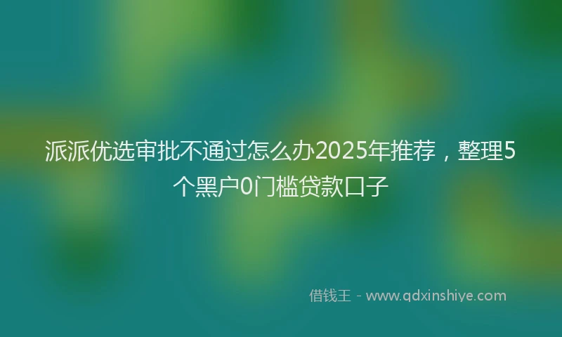 派派优选审批不通过怎么办2025年推荐，整理5个黑户0门槛贷款口子