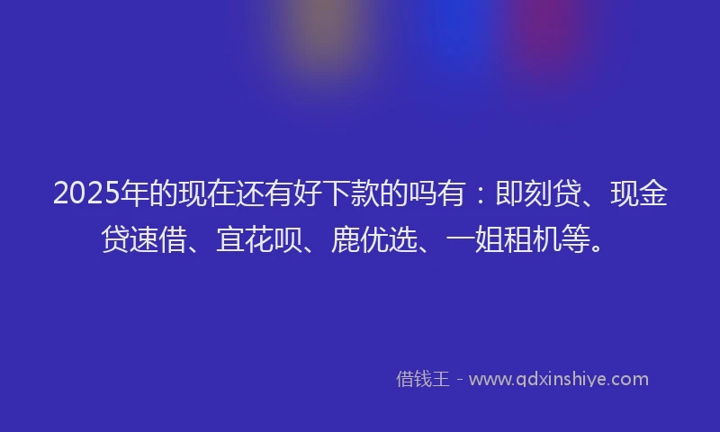 2025年的现在还有好下款的吗有：即刻贷、现金贷速借、宜花呗、鹿优选、一姐租机等。