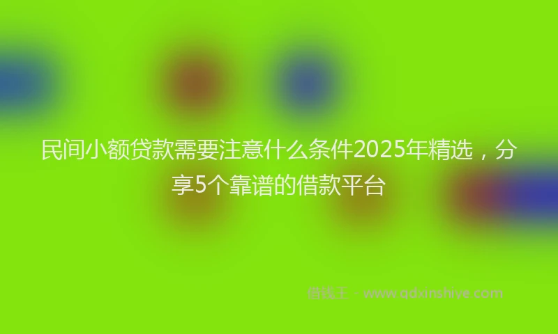 民间小额贷款需要注意什么条件2025年精选，分享5个靠谱的借款平台