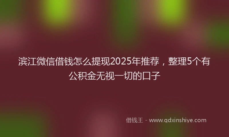 滨江微信借钱怎么提现2025年推荐，整理5个有公积金无视一切的口子