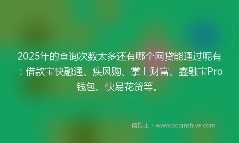 2025年的查询次数太多还有哪个网贷能通过呢有：借款宝快融通、疾风购、掌上财富、鑫融宝Pro钱包、快易花贷等。
