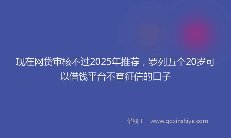 现在网贷审核不过2025年推荐，罗列五个20岁可以借钱平台不查征信的口子