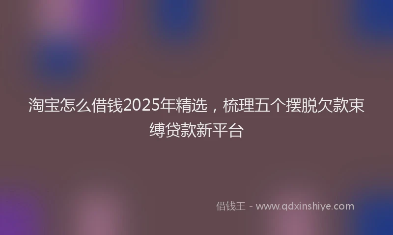 淘宝怎么借钱2025年精选，梳理五个摆脱欠款束缚贷款新平台