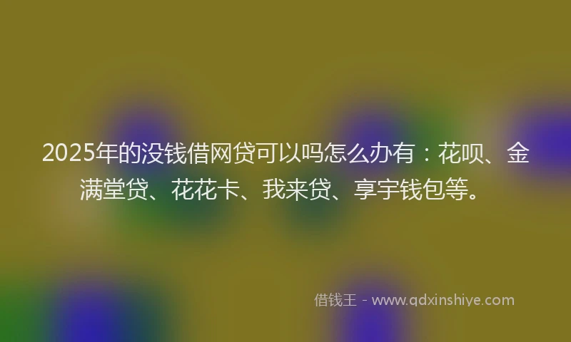 2025年的没钱借网贷可以吗怎么办有：花呗、金满堂贷、花花卡、我来贷、享宇钱包等。