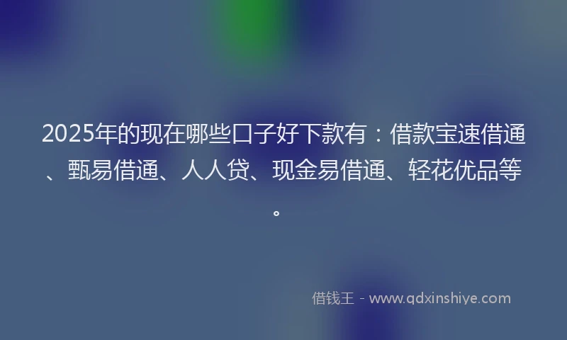 2025年的现在哪些口子好下款有：借款宝速借通、甄易借通、人人贷、现金易借通、轻花优品等。