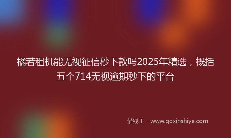 橘若租机能无视征信秒下款吗2025年精选，概括五个714无视逾期秒下的平台