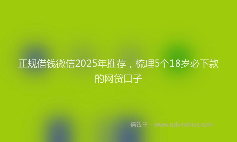 正规借钱微信2025年推荐，梳理5个18岁必下款的网贷口子