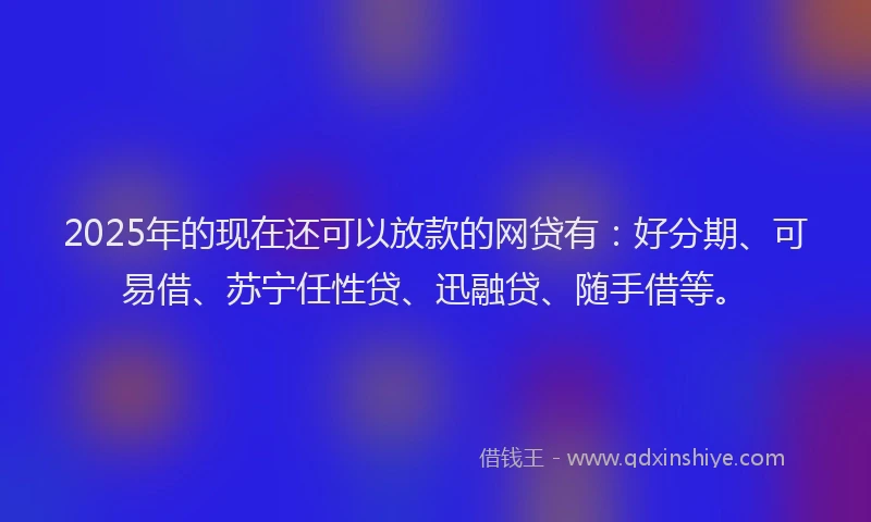 2025年的现在还可以放款的网贷有：好分期、可易借、苏宁任性贷、迅融贷、随手借等。