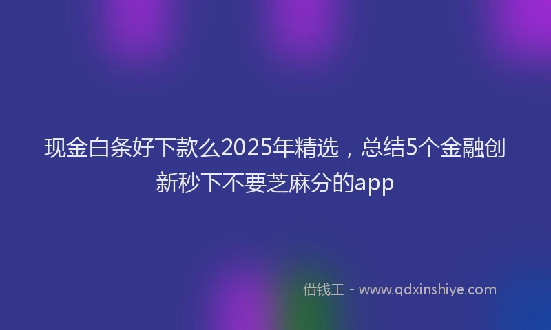 现金白条好下款么2025年精选，总结5个金融创新秒下不要芝麻分的app