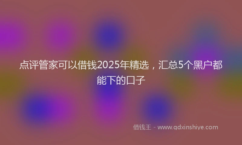 点评管家可以借钱2025年精选，汇总5个黑户都能下的口子