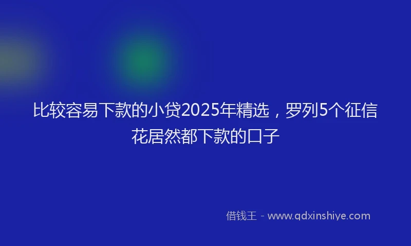 比较容易下款的小贷2025年精选，罗列5个征信花居然都下款的口子