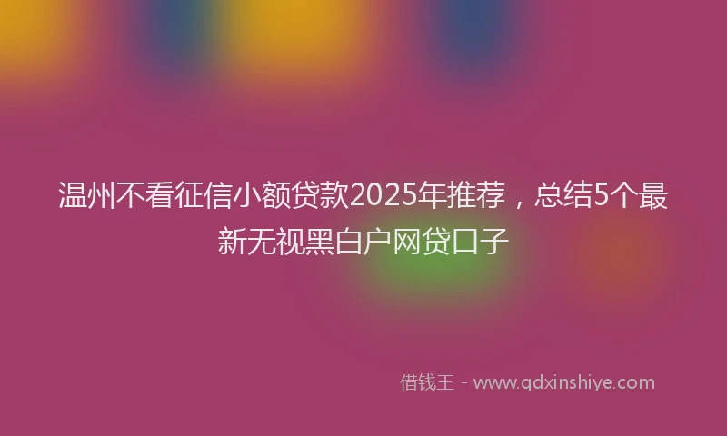 温州不看征信小额贷款2025年推荐，总结5个最新无视黑白户网贷口子