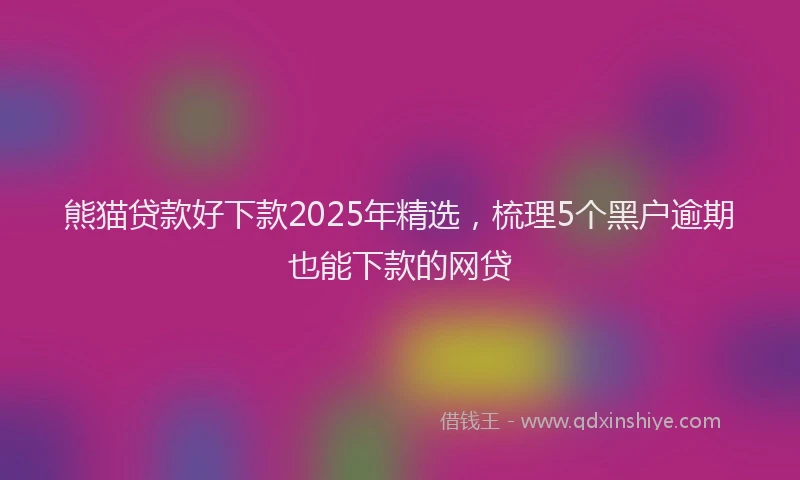 熊猫贷款好下款2025年精选，梳理5个黑户逾期也能下款的网贷