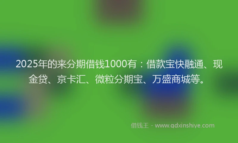 2025年的来分期借钱1000有：借款宝快融通、现金贷、京卡汇、微粒分期宝、万盛商城等。