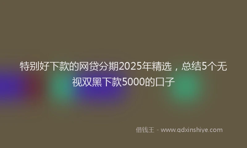 特别好下款的网贷分期2025年精选，总结5个无视双黑下款5000的口子
