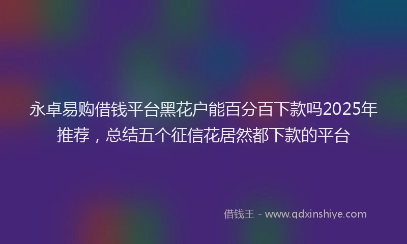 永卓易购借钱平台黑花户能百分百下款吗2025年推荐，总结五个征信花居然都下款的平台