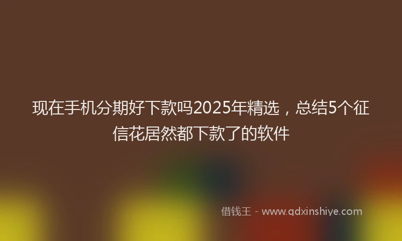 现在手机分期好下款吗2025年精选，总结5个征信花居然都下款了的软件