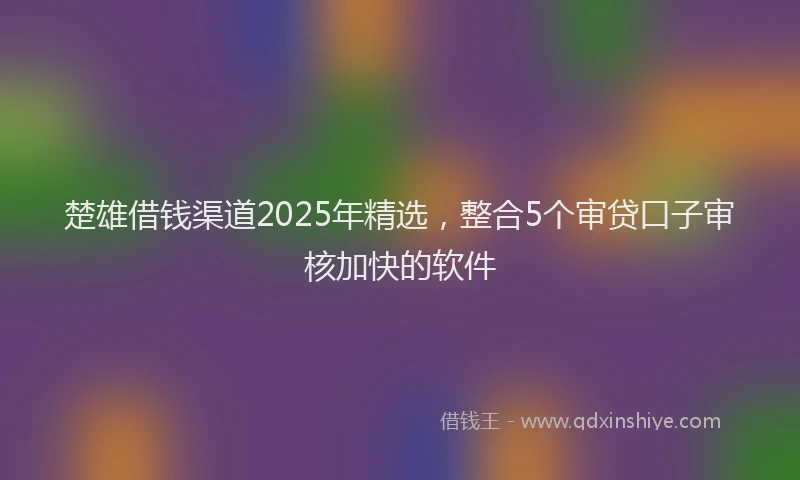 楚雄借钱渠道2025年精选，整合5个审贷口子审核加快的软件