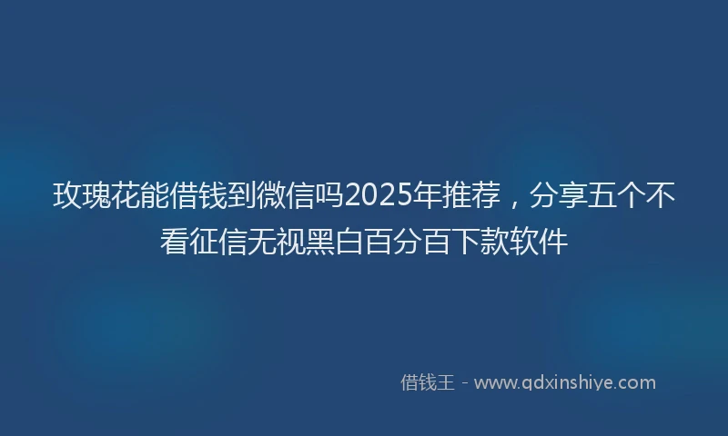 玫瑰花能借钱到微信吗2025年推荐，分享五个不看征信无视黑白百分百下款软件