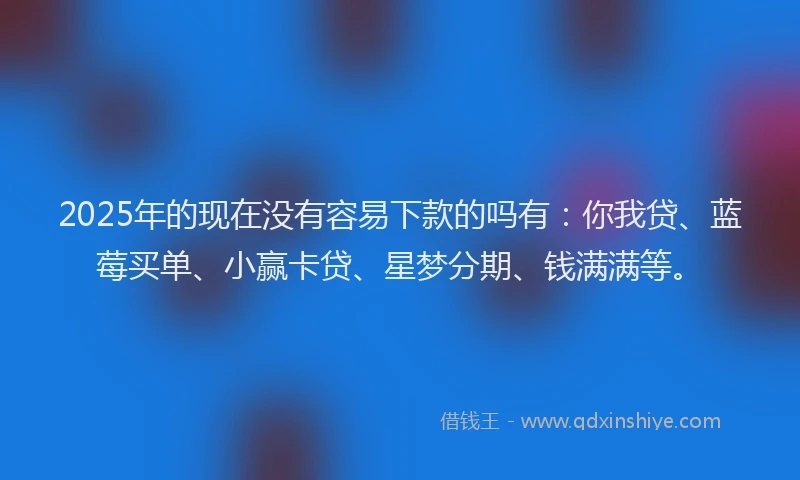 2025年的现在没有容易下款的吗有：你我贷、蓝莓买单、小赢卡贷、星梦分期、钱满满等。
