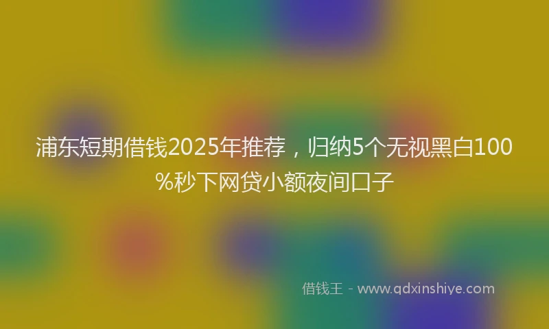 浦东短期借钱2025年推荐，归纳5个无视黑白100%秒下网贷小额夜间口子