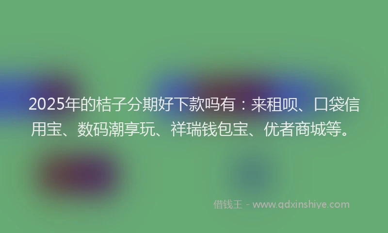2025年的桔子分期好下款吗有：来租呗、口袋信用宝、数码潮享玩、祥瑞钱包宝、优者商城等。