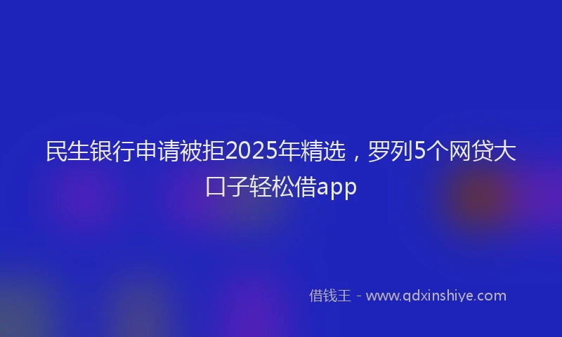 民生银行申请被拒2025年精选，罗列5个网贷大口子轻松借app