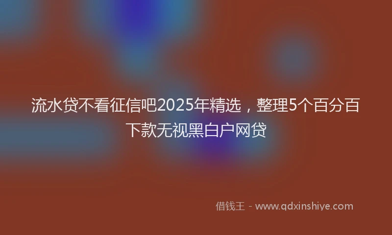 流水贷不看征信吧2025年精选，整理5个百分百下款无视黑白户网贷