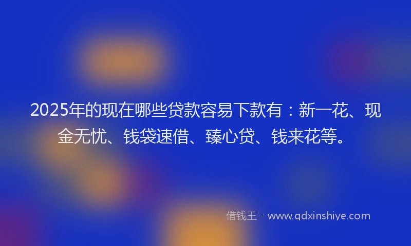 2025年的现在哪些贷款容易下款有：新一花、现金无忧、钱袋速借、臻心贷、钱来花等。