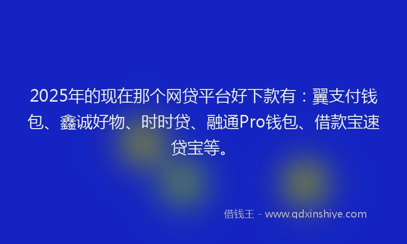 2025年的现在那个网贷平台好下款有：翼支付钱包、鑫诚好物、时时贷、融通Pro钱包、借款宝速贷宝等。