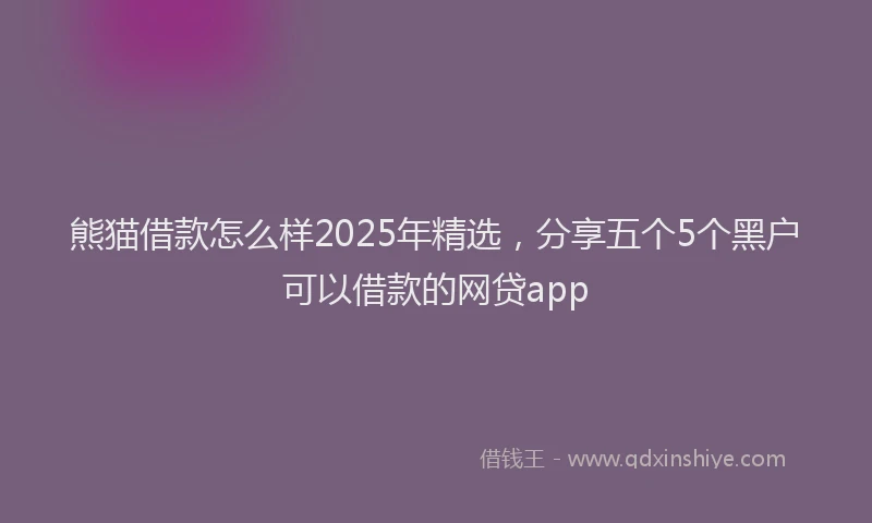 熊猫借款怎么样2025年精选，分享五个5个黑户可以借款的网贷app