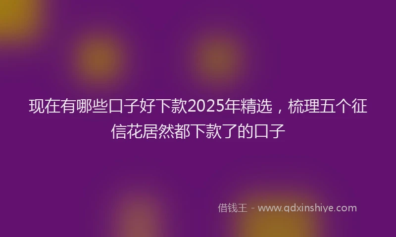 现在有哪些口子好下款2025年精选，梳理五个征信花居然都下款了的口子