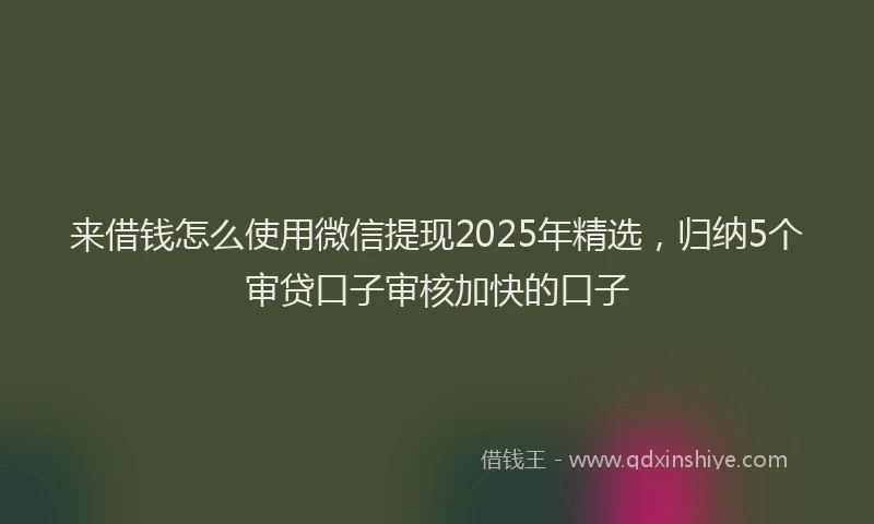 来借钱怎么使用微信提现2025年精选，归纳5个审贷口子审核加快的口子